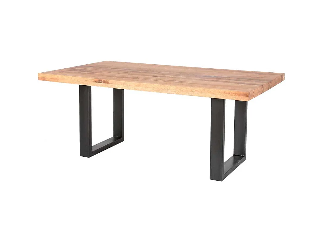 Esstisch aus Balkeneiche massiv Metallgestell