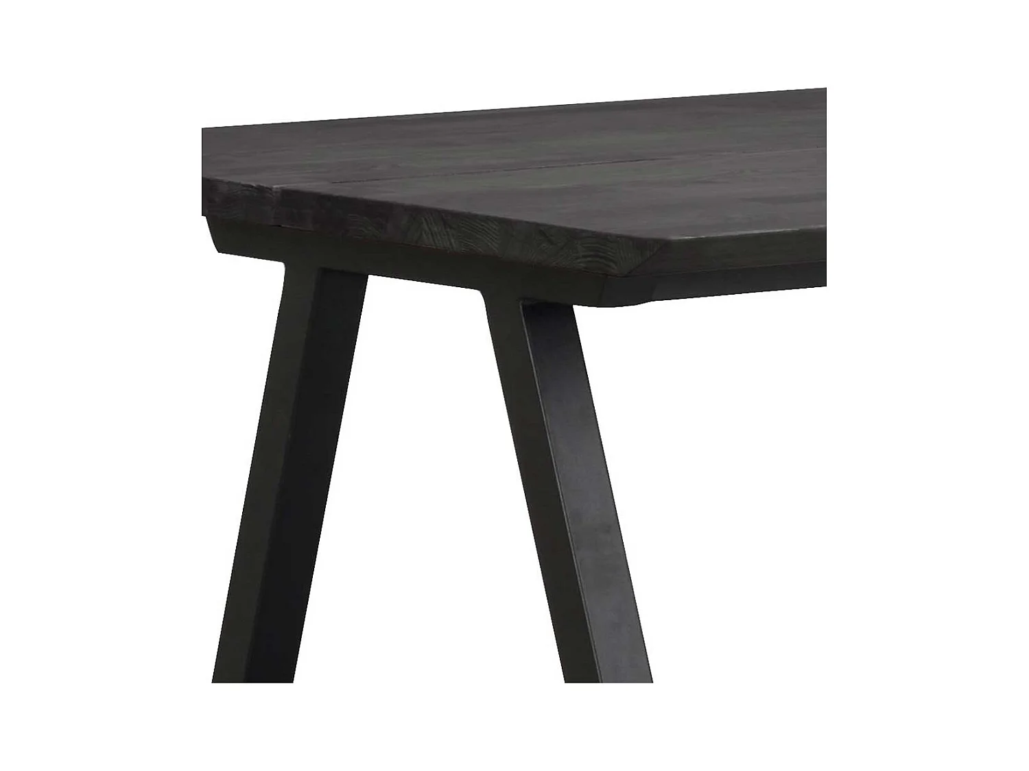 Schwarzer Küchen Tisch mit A Fußgestell Massivholzplatte