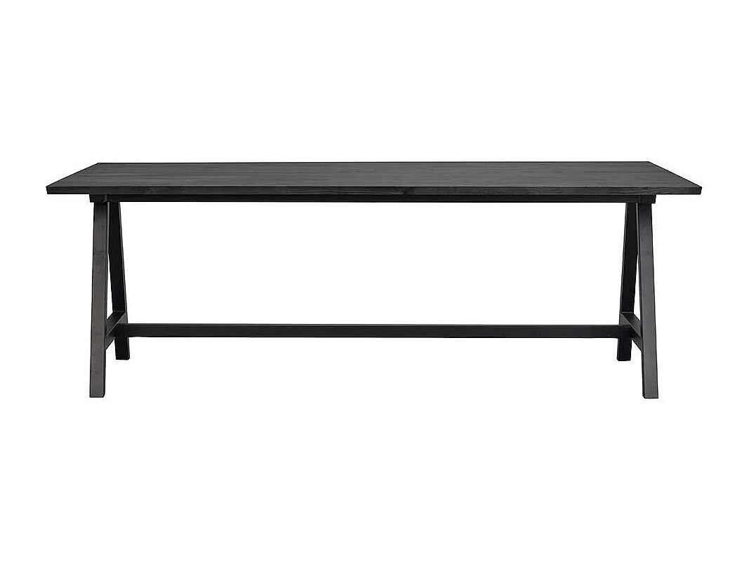 Schwarzer Küchen Tisch mit A Fußgestell Massivholzplatte