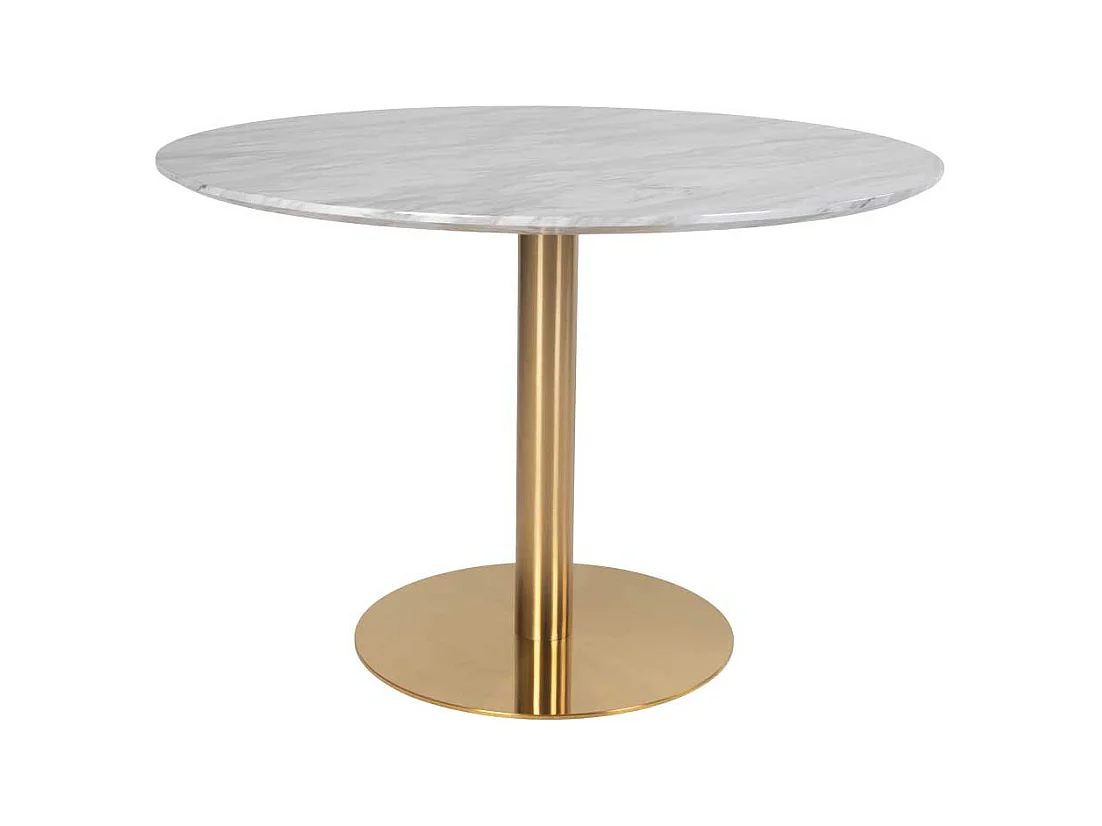 Küchentisch in Hellgrau und Messingfarben rund