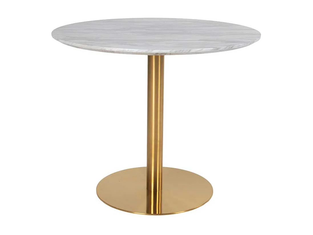 Küchentisch in Hellgrau und Messingfarben rund