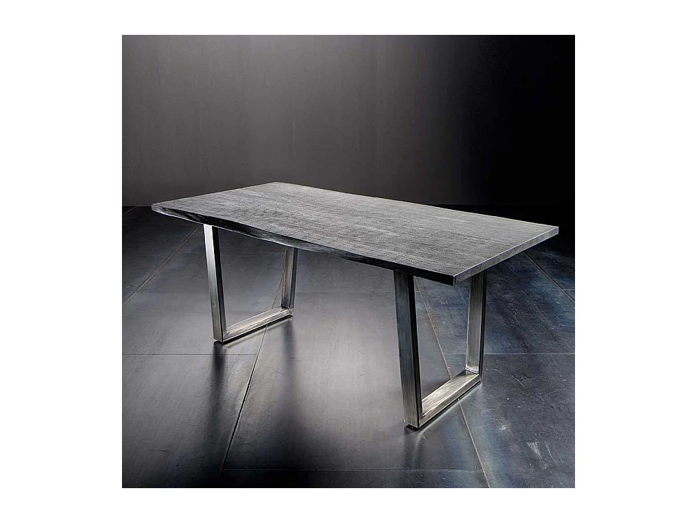 Esszimmertisch in Grau Akazie massiv Baumkante