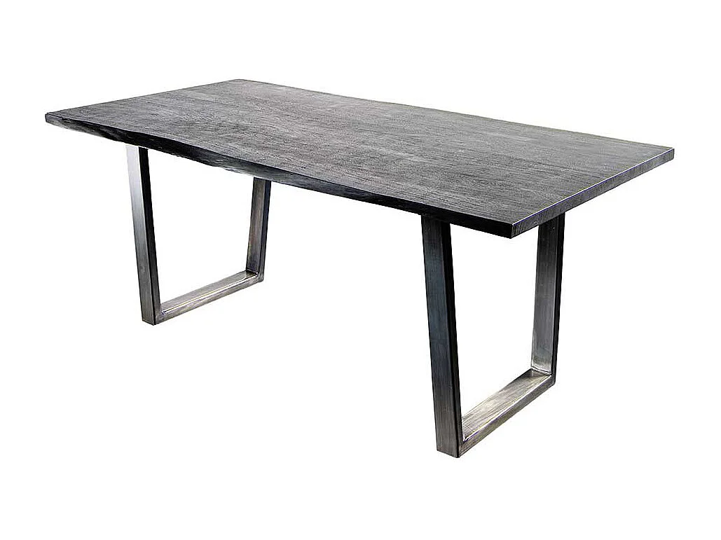 Esszimmertisch in Grau Akazie massiv Baumkante