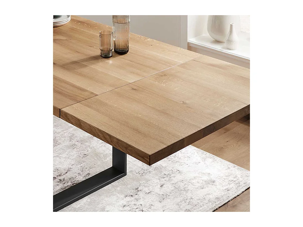 Esszimmertisch aus Wildeiche Massivholz und Stahl Loft Design