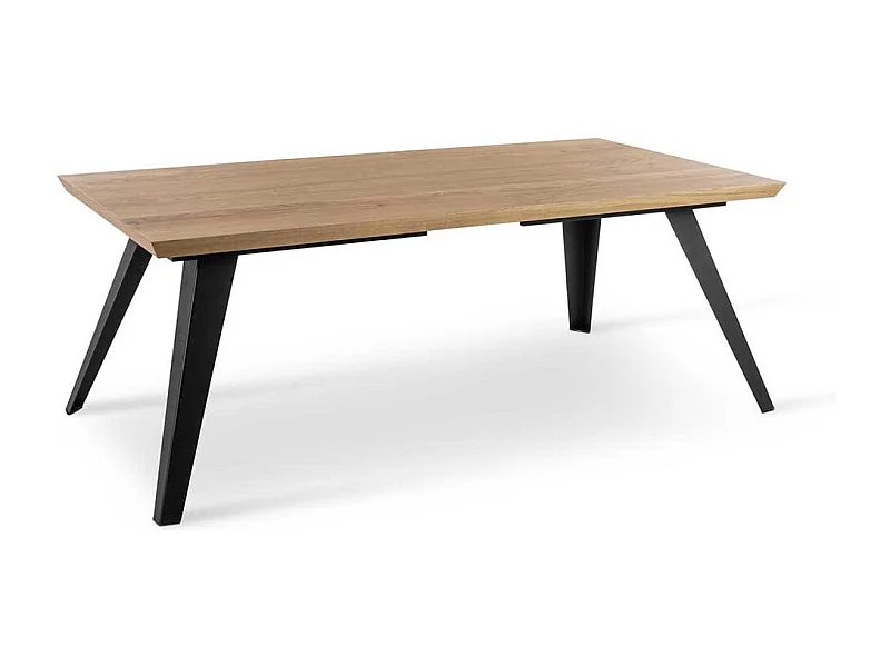 Tisch Esszimmer in Eiche Furnier Vierfußgestell aus Metall