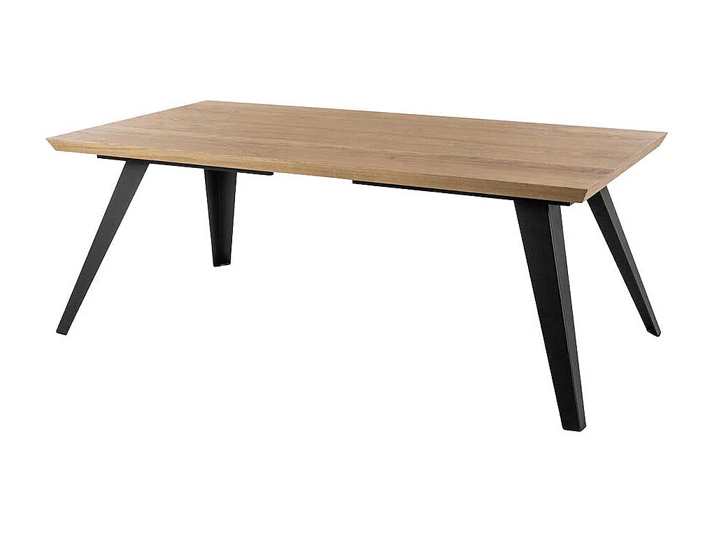 Tisch Esszimmer in Eiche Furnier Vierfußgestell aus Metall