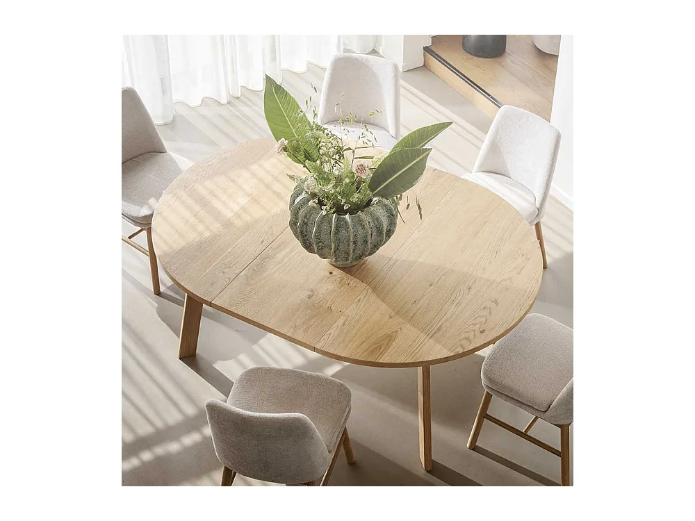 Esstisch rund modern in Eichefarben 75 cm hoch - optional verlängerbar