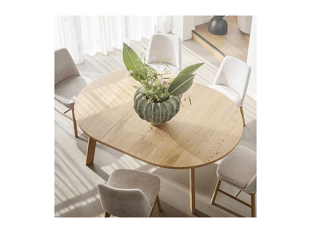Esstisch rund modern in Eichefarben 75 cm hoch - optional verlängerbar