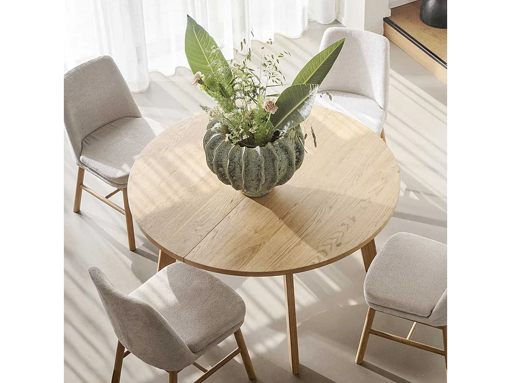 Esstisch rund modern in Eichefarben 75 cm hoch - optional verlängerbar