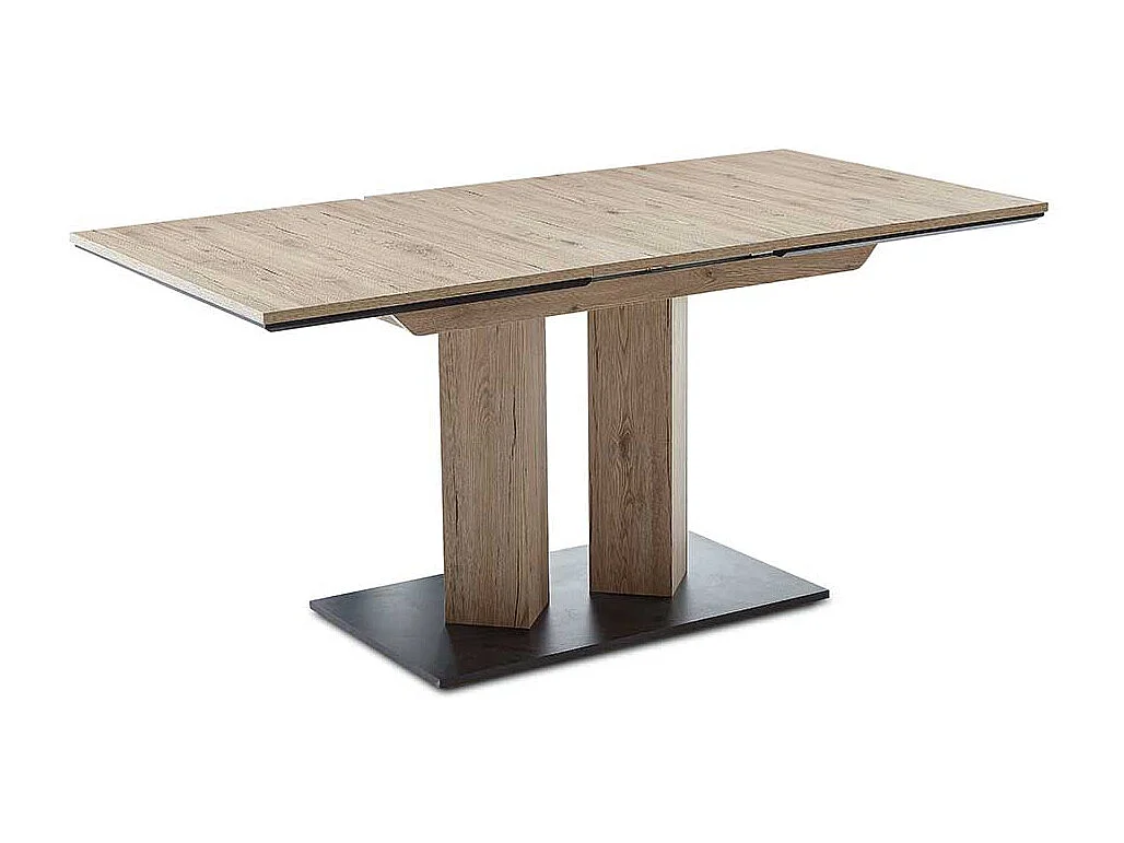 Esszimmertisch in Wildeichefarben & Schwarz Säulengestell