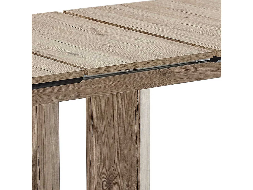 Esszimmertisch in Wildeichefarben & Schwarz Säulengestell