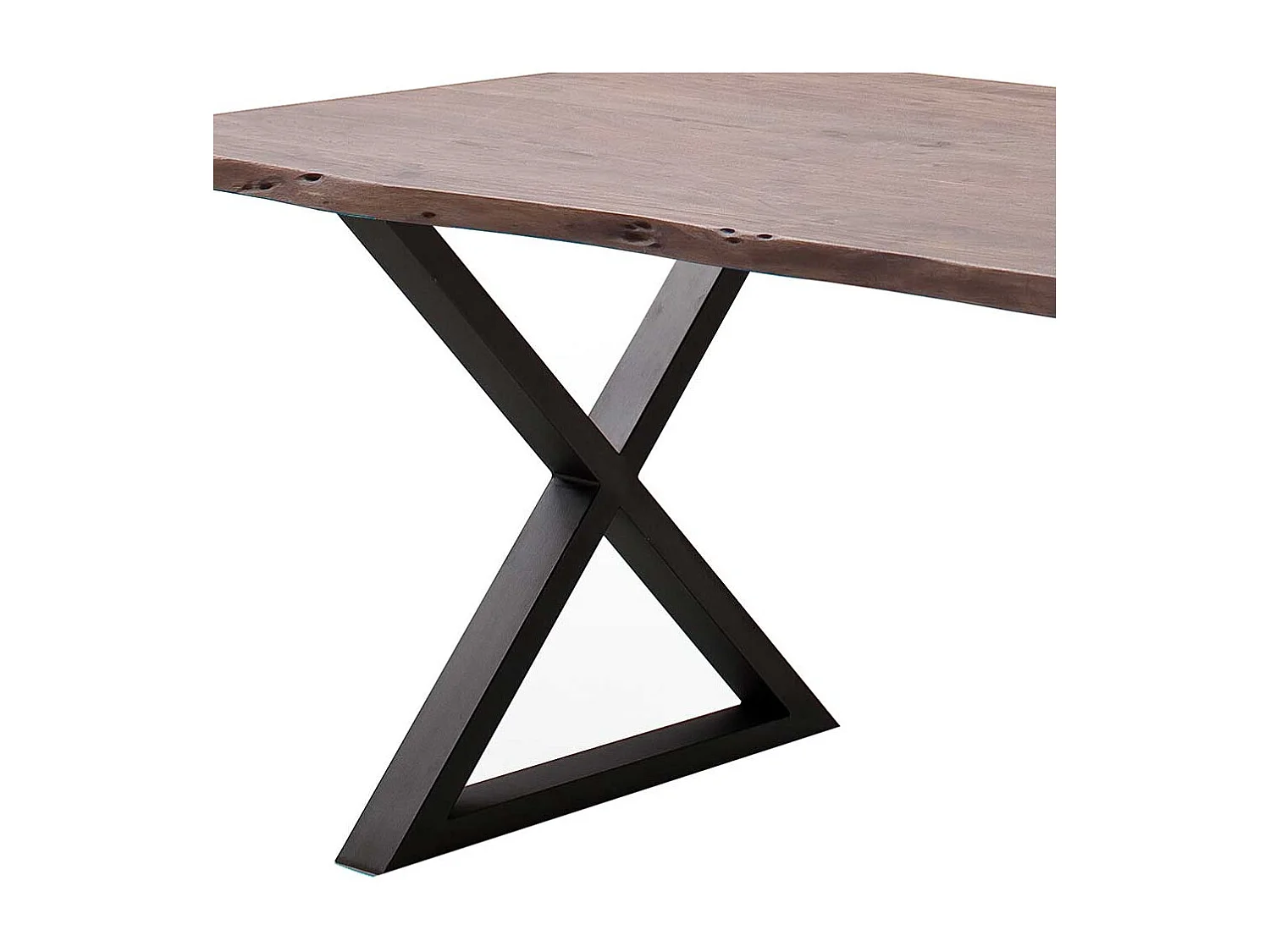 Esstisch Tisch mit X Gestell und natürlicher Baumkante