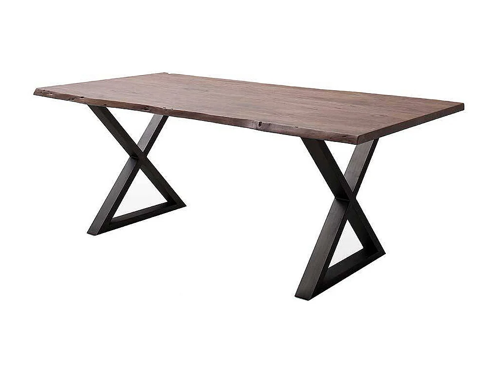 Esstisch Tisch mit X Gestell und natürlicher Baumkante