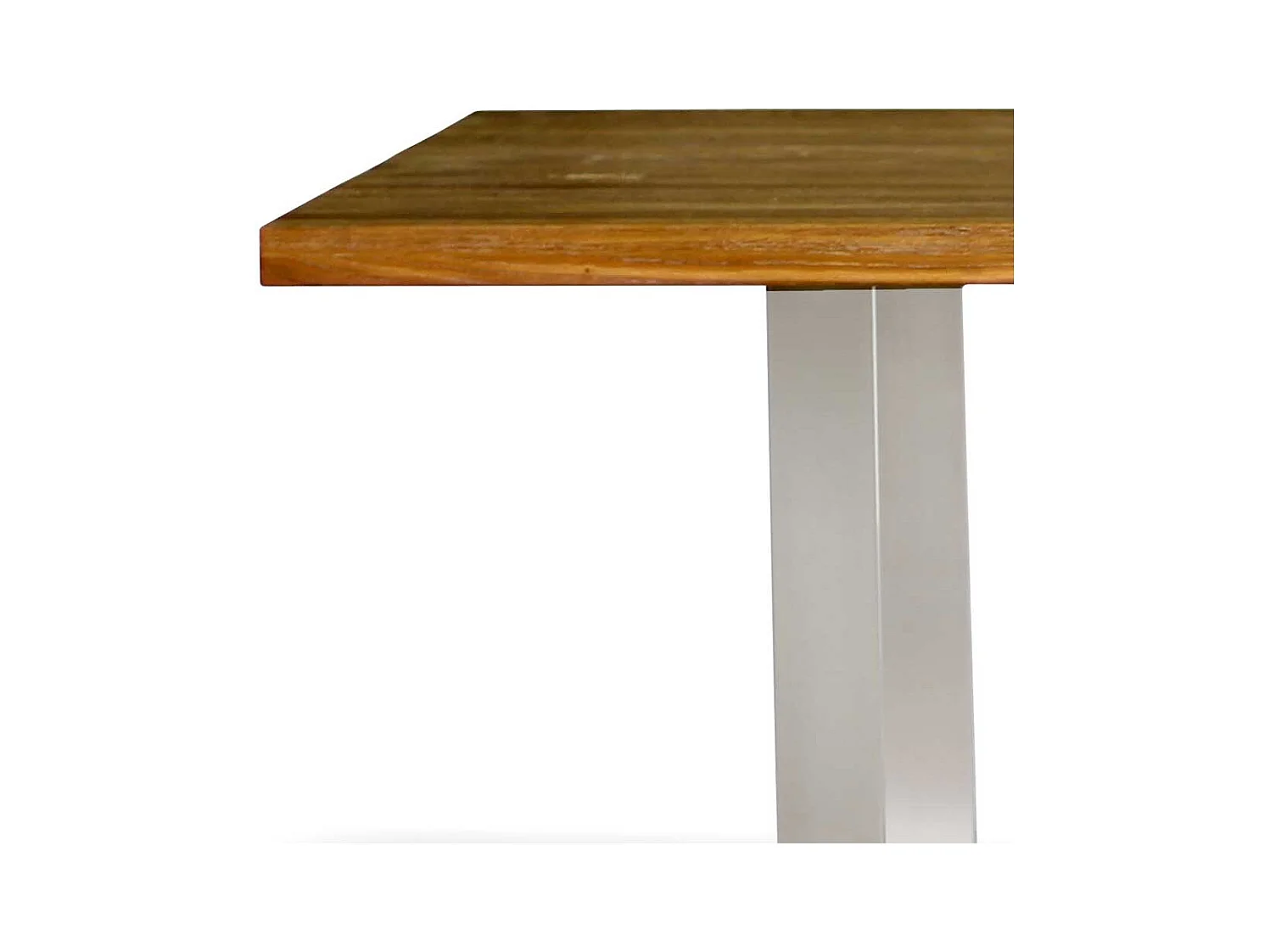 Esstisch aus Eiche Massivholz und Edelstahl 75 cm hoch