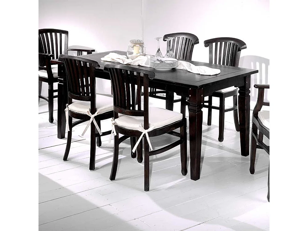 Kolonialstil Küchentisch aus Akazie Massivholz Schwarzbraun