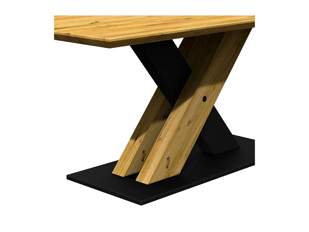 Tisch Esszimmer hochwertig aus Eiche Massivholz und Metall Schweizer Kante