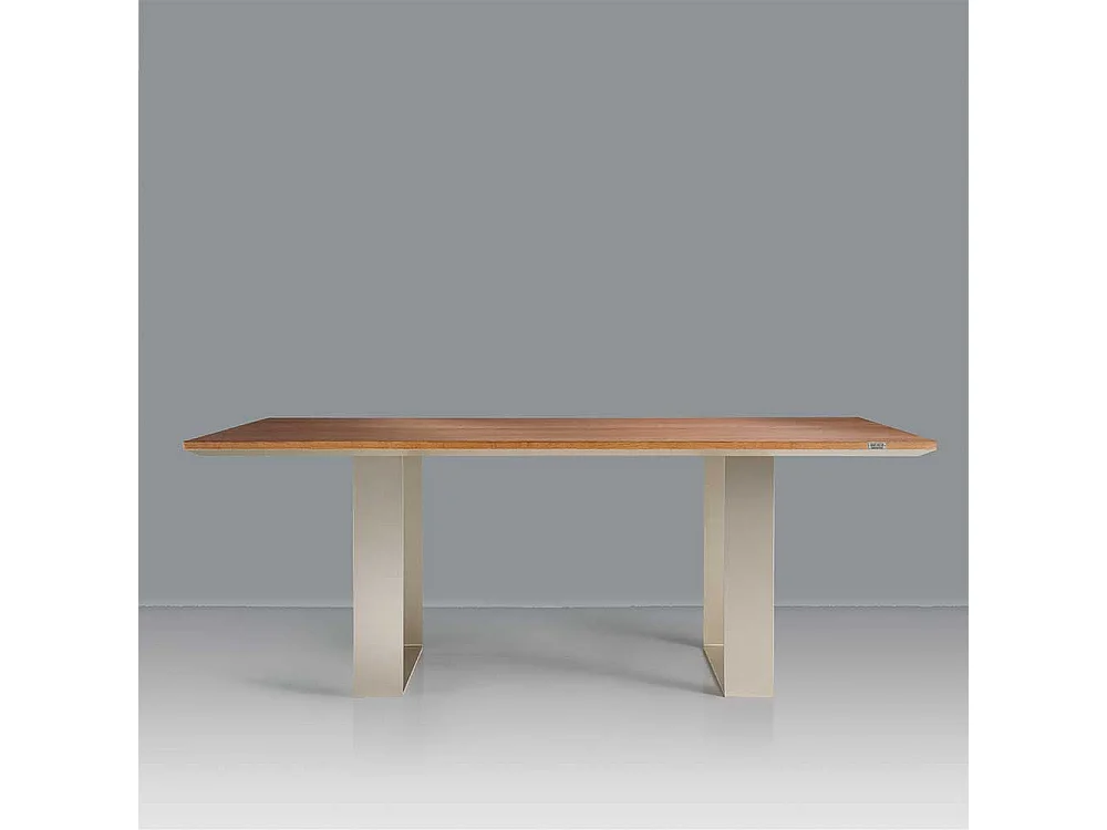 Küchentisch in Esche dunkel Nickelfarben