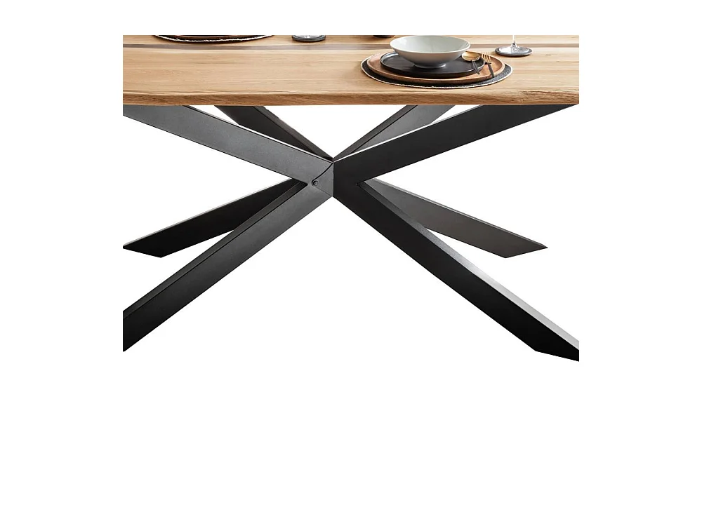 Esszimmertisch Echtholztisch in Wildeichefarben mit Sterngestell