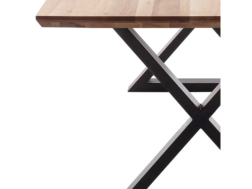 Esstisch Holztisch massiv im Industry und Loft Stil mit X Gestell