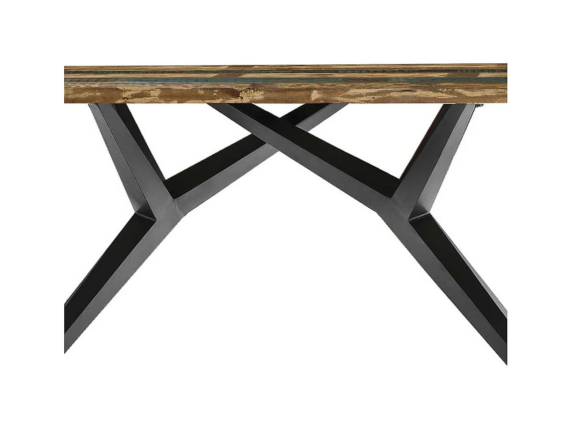 Esszimmertisch aus Recyclingholz Bunt und Antikschwarz