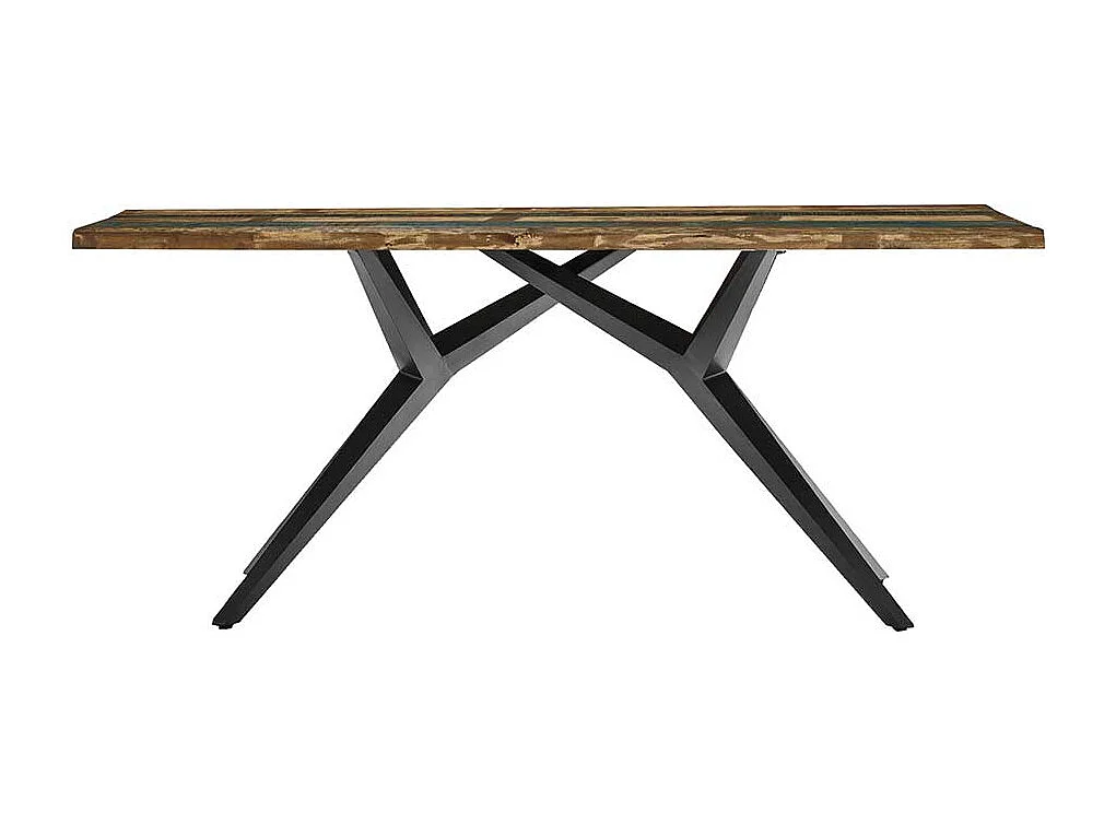 Esszimmertisch aus Recyclingholz Bunt und Antikschwarz