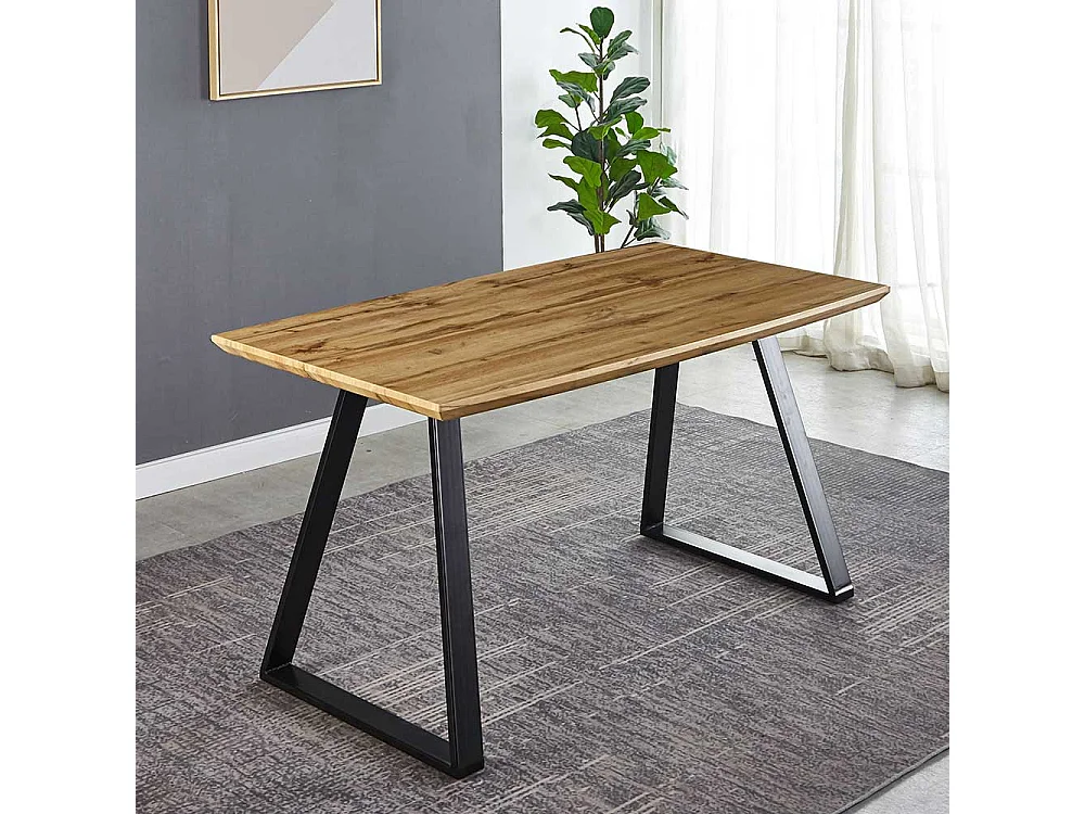 Küchentisch in Schwarz und Wildeiche Optik 140 cm breit