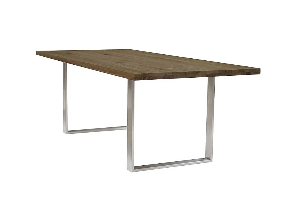 Esszimmer Tisch aus Eiche Massivholz und Edelstahl 75 cm hoch