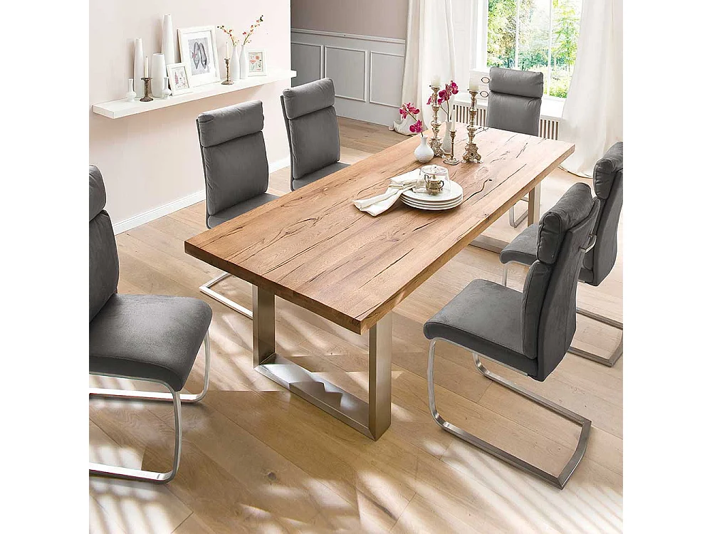 Esszimmertisch aus Eiche Massivholz Bügelgestell