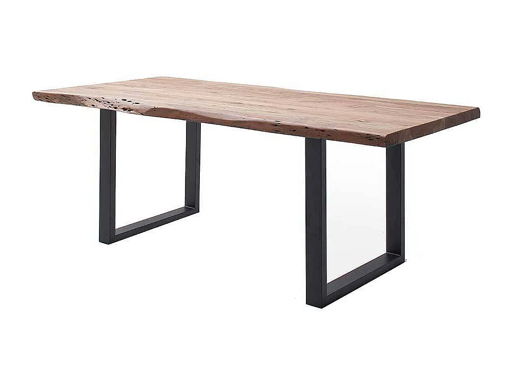 Esstisch Baumkantentisch aus Akazie Massivholz mit Bügelgestell