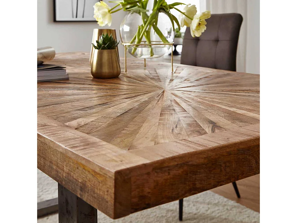 Tisch Massivholz Industrial mit Bügelgestell 180x90 und 200x100