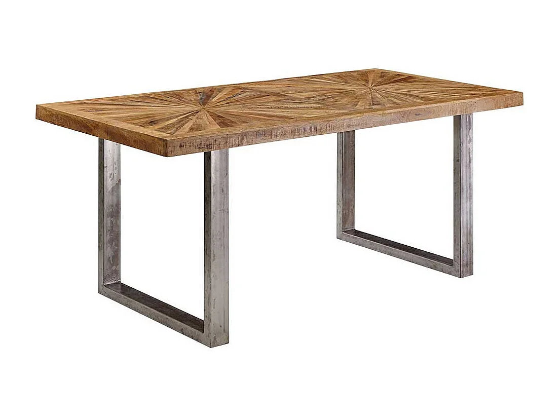 Tisch Massivholz Industrial mit Bügelgestell 180x90 und 200x100