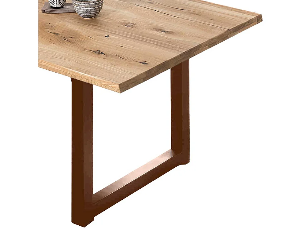 Küchen Tisch in Wildeiche und Braun Massivholzplatte