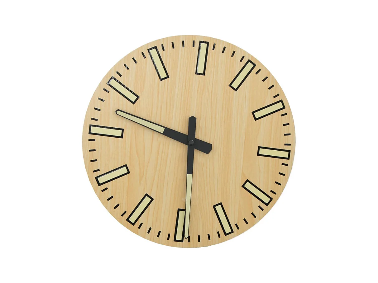 Horloge murale avec aiguilles lumineuses jaune Ø30 cm