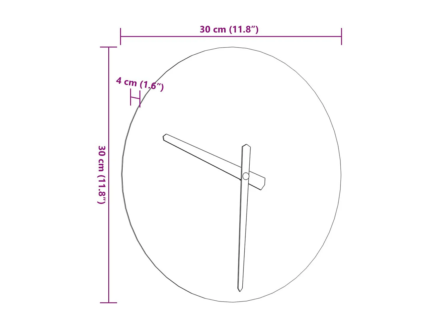 Horloge murale avec aiguilles lumineuses jaune Ø30 cm