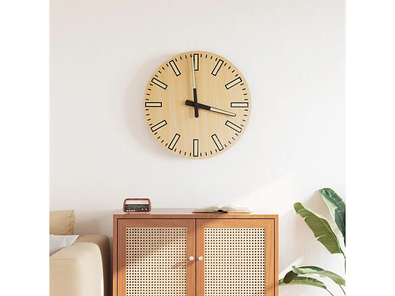 Horloge murale avec aiguilles lumineuses jaune Ø30 cm