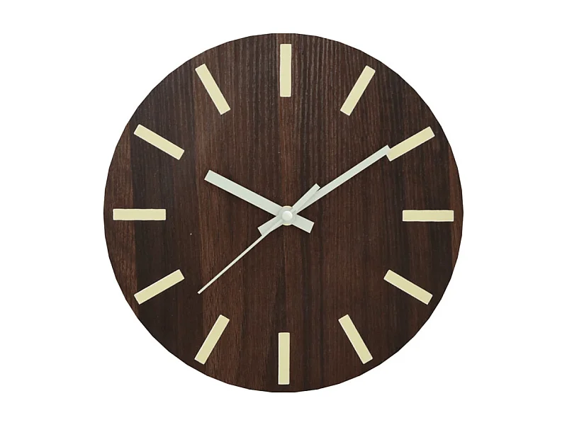 Horloge murale et échelles et aiguilles lumineuses marron Ø30cm