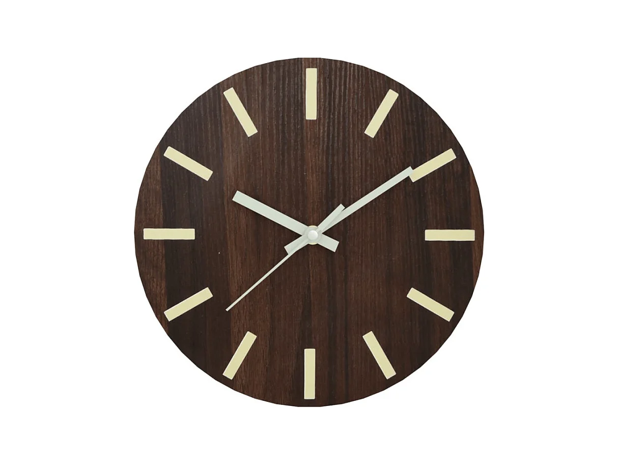 Horloge murale et échelles et aiguilles lumineuses marron Ø30cm