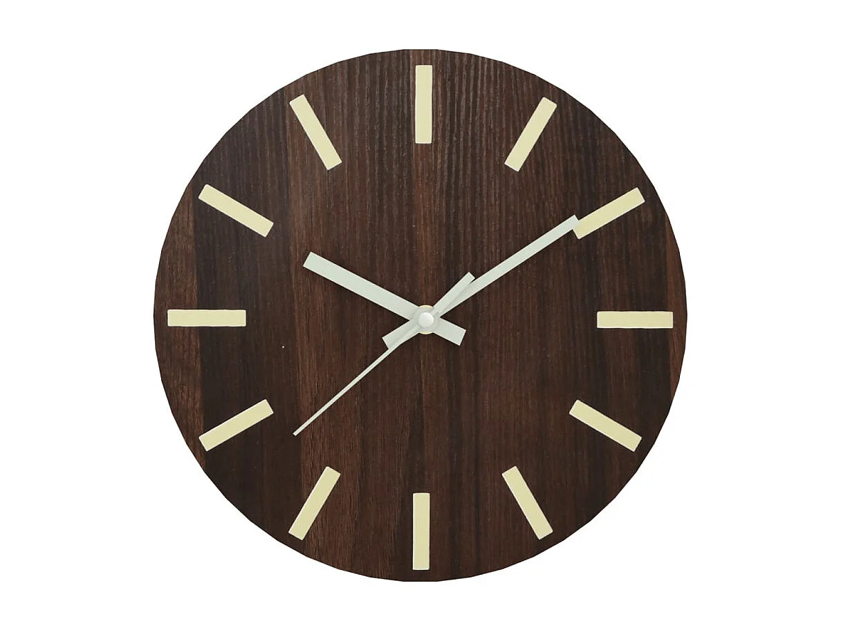 Horloge murale et échelles et aiguilles lumineuses marron Ø30cm