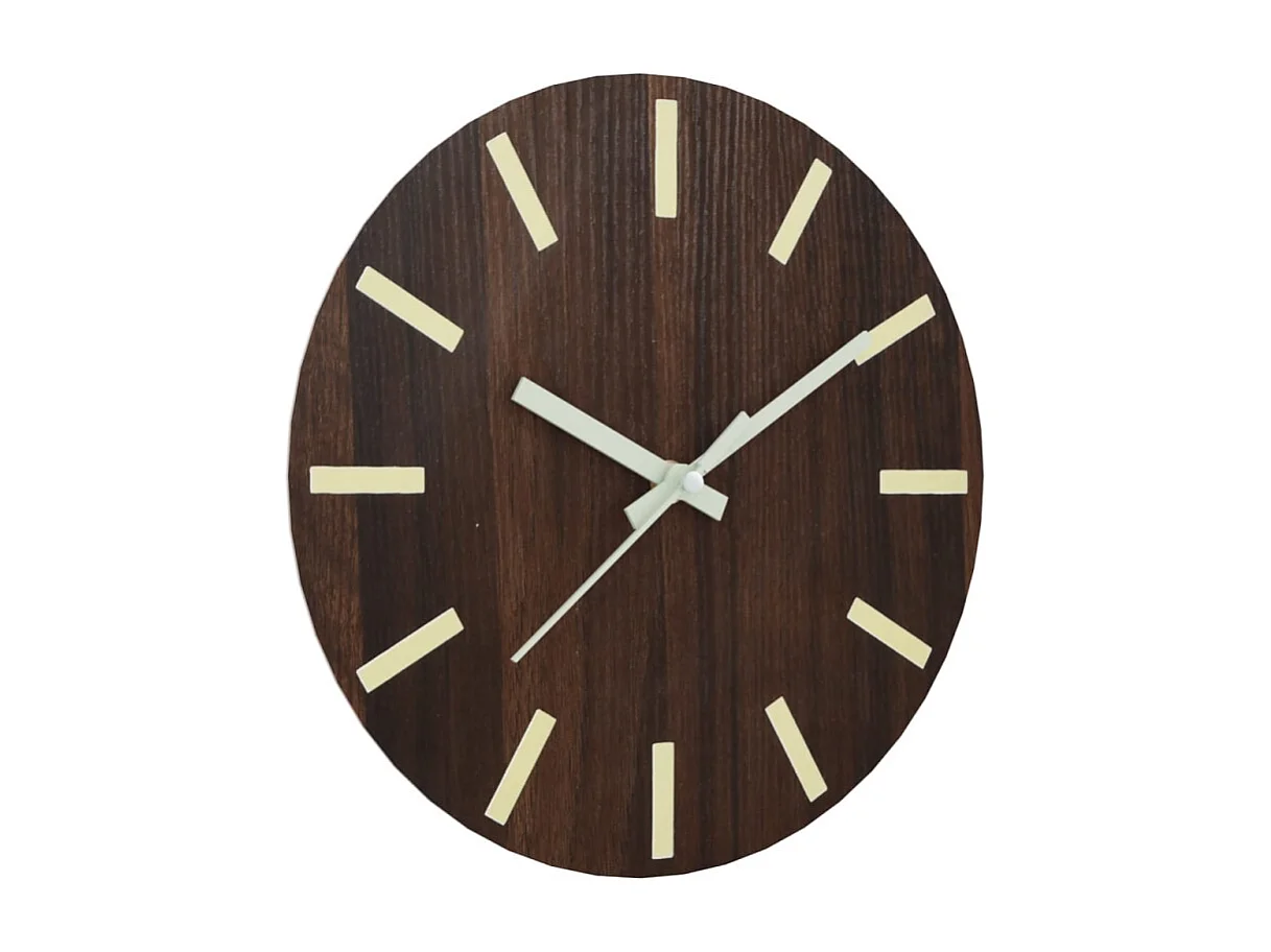 Horloge murale et échelles et aiguilles lumineuses marron Ø30cm
