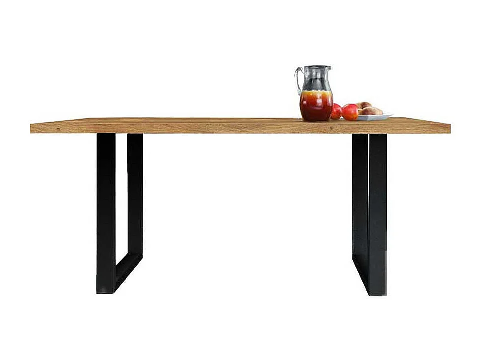 Massiv Esszimmertisch aus Wildeiche geölt Stahl