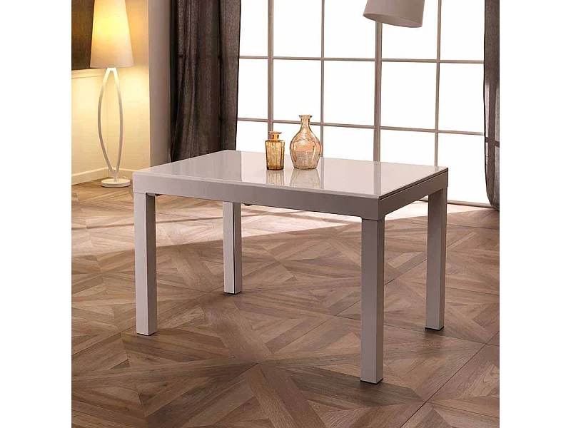 Esstisch in Weiß Glas verlängerbar