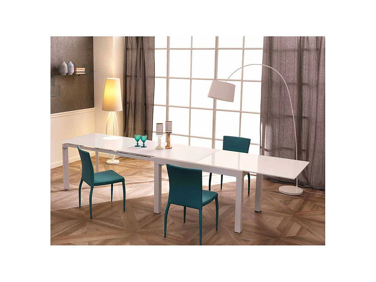 Esstisch in Weiß Glas verlängerbar