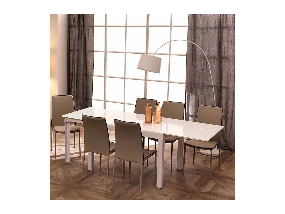 Esstisch in Weiß Glas verlängerbar