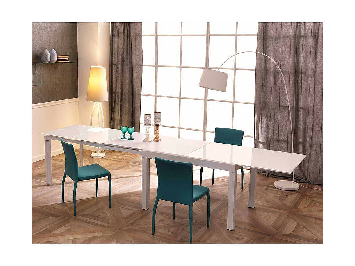 Esstisch in Weiß Glas verlängerbar