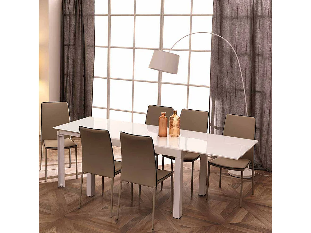 Esstisch in Weiß Glas verlängerbar