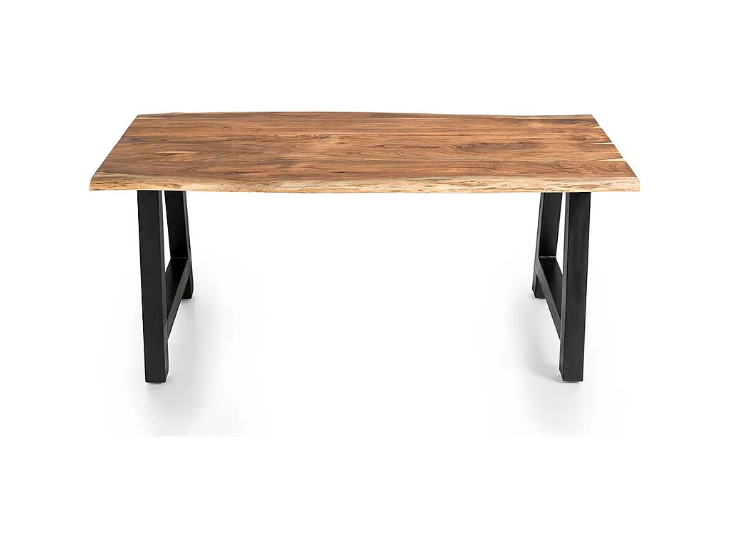 A Gestell Esstisch aus Akazie Massivholz & Metall natürlicher Baumkante