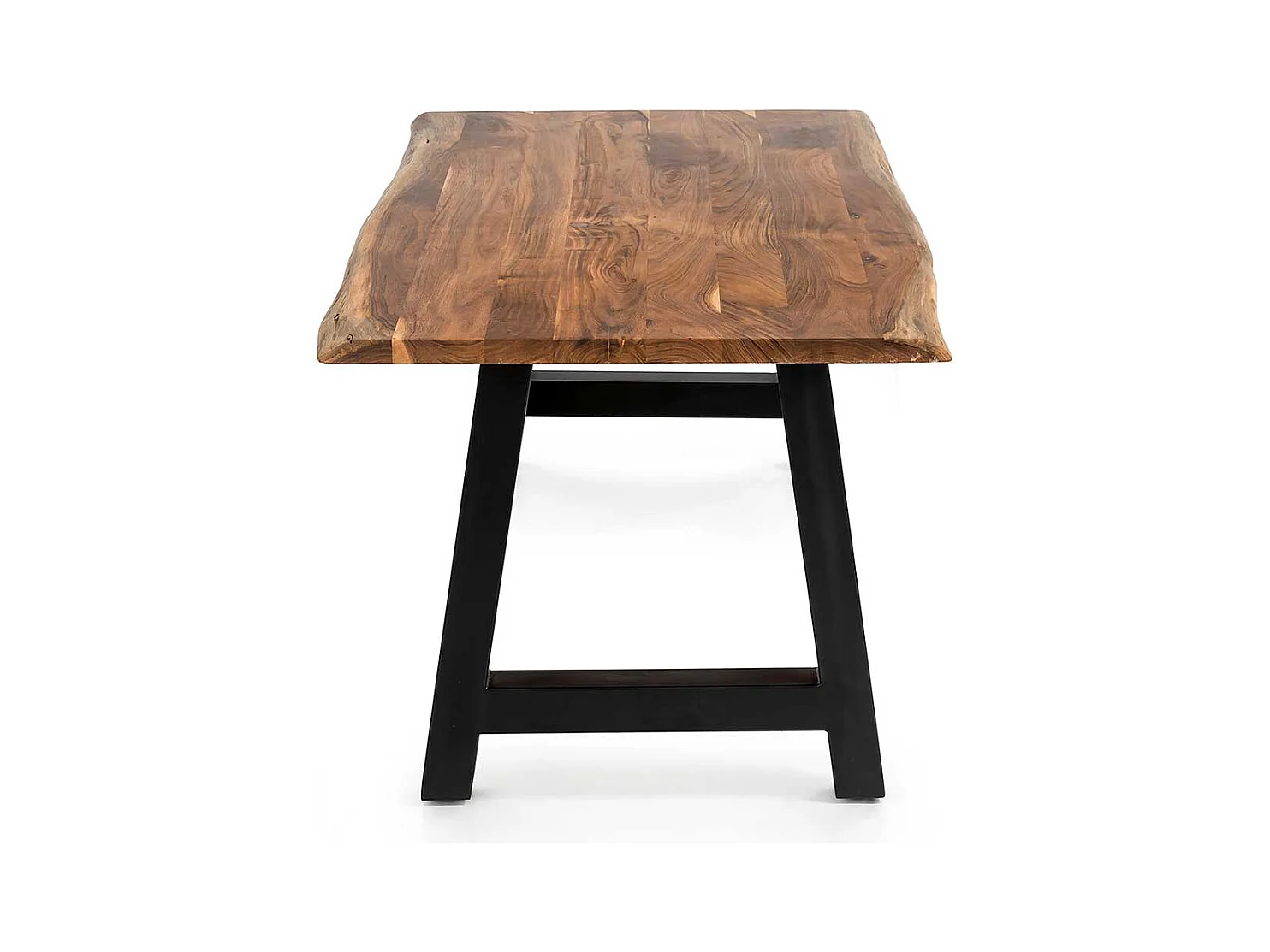 A Gestell Esstisch aus Akazie Massivholz & Metall natürlicher Baumkante