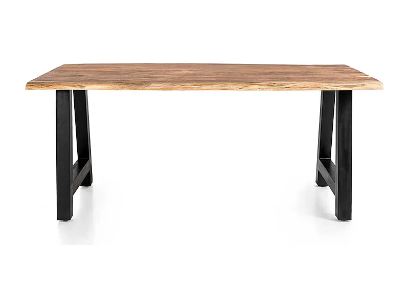 A Gestell Esstisch aus Akazie Massivholz & Metall natürlicher Baumkante