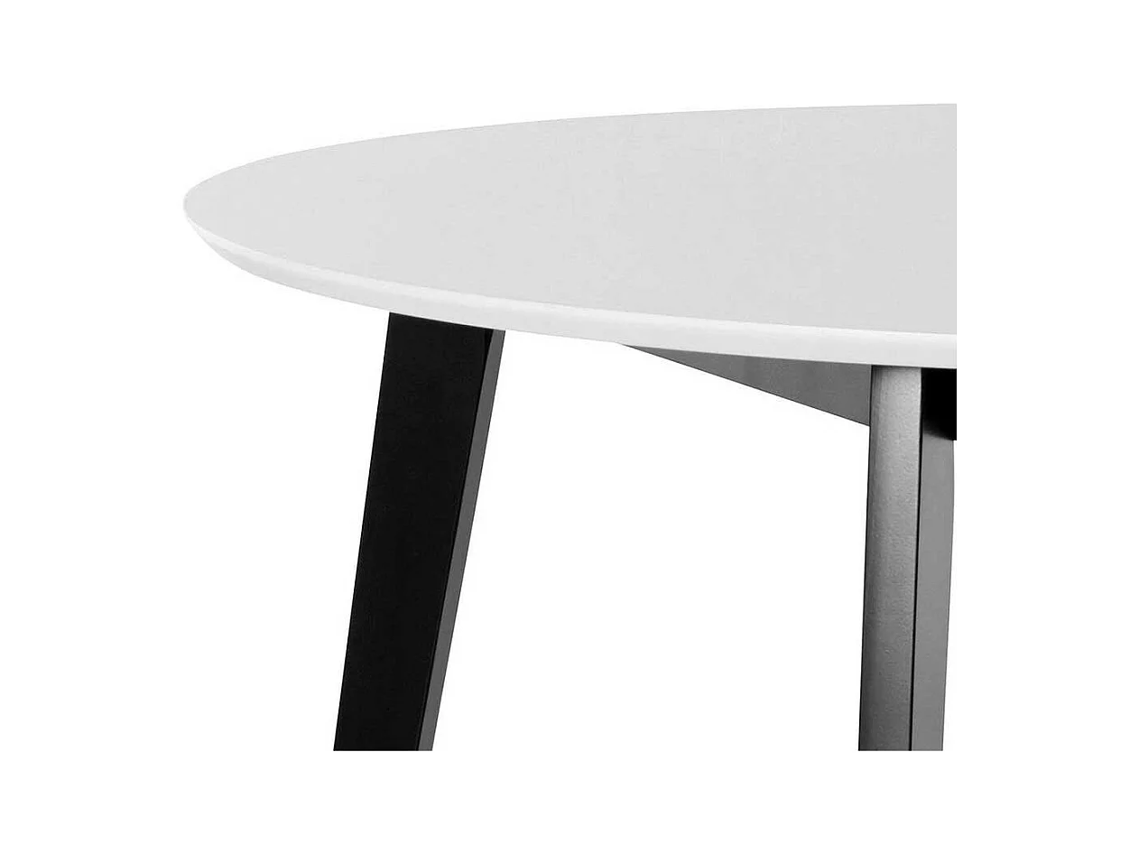 Kleiner Esszimmer Tisch in Weiß und Schwarz runder Tischplatte