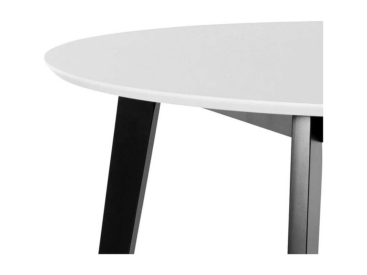 Kleiner Esszimmer Tisch in Weiß und Schwarz runder Tischplatte